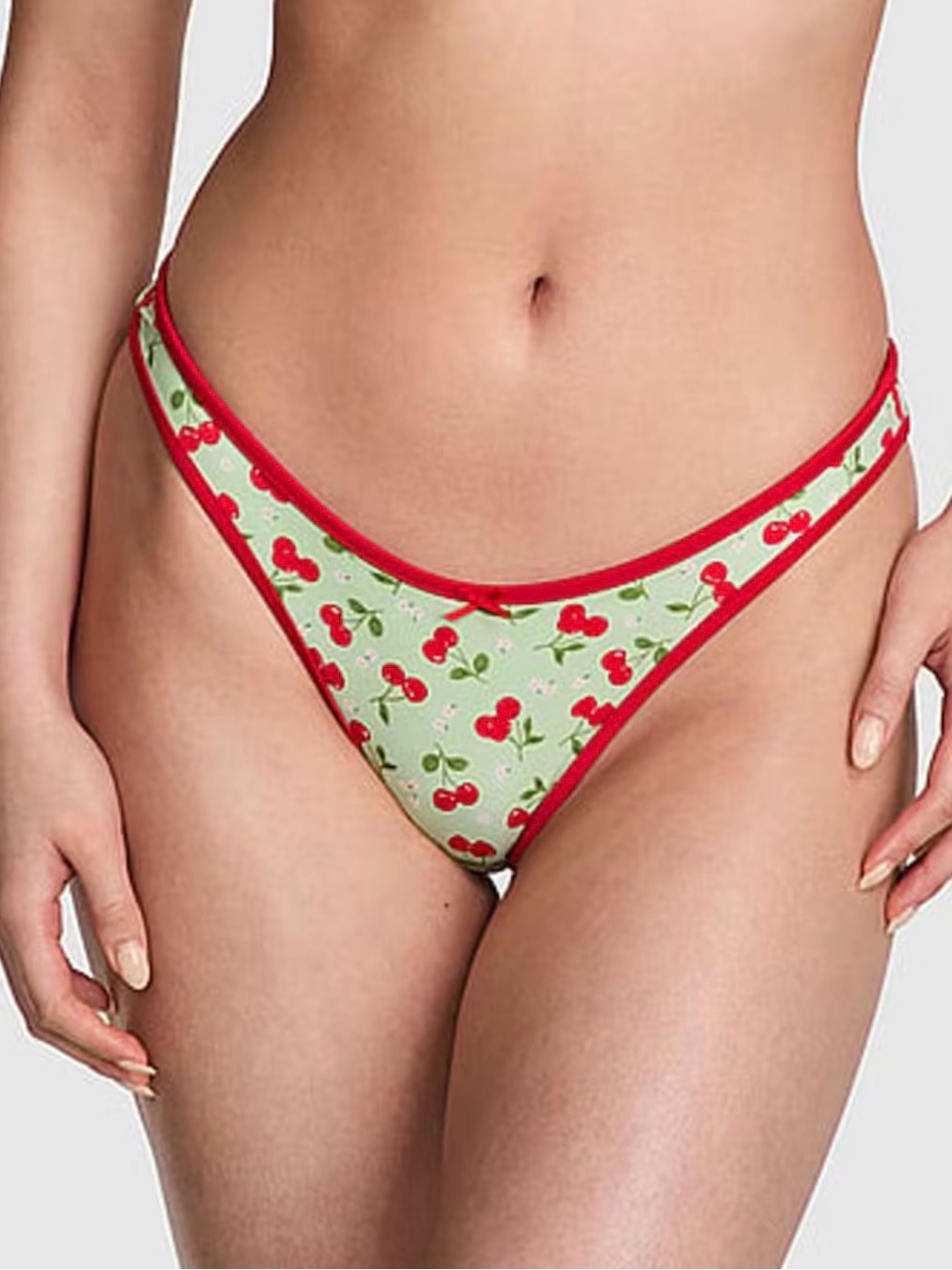Frankies Bikinis
Cherry Hearts Green Brazilian Bikini Bottoms